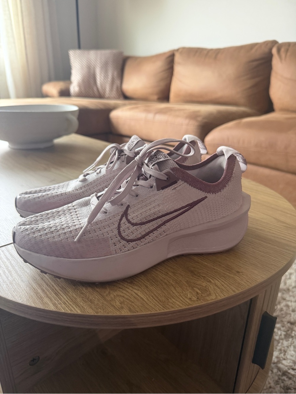 Nike Women's Sneakers Light Pink with Mauve Swoosh